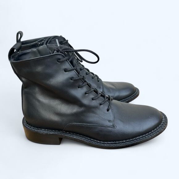 Vince Cabria Combat Boots Black Leather Lace-Up Ankle Boots Women's size 7 NEW - Picture 5 of 12